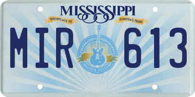 MS license plate MIR613