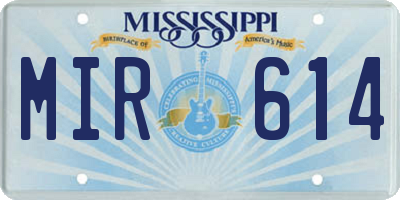 MS license plate MIR614