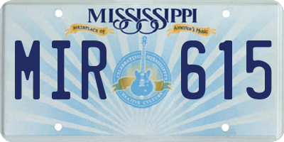 MS license plate MIR615