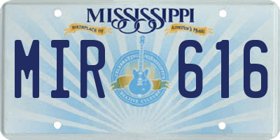 MS license plate MIR616