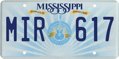 MS license plate MIR617