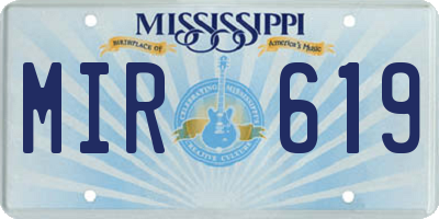 MS license plate MIR619