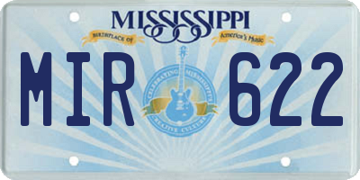 MS license plate MIR622