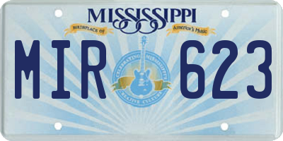 MS license plate MIR623