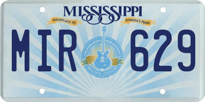 MS license plate MIR629