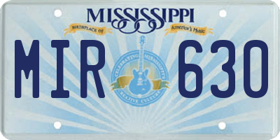 MS license plate MIR630