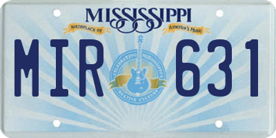MS license plate MIR631
