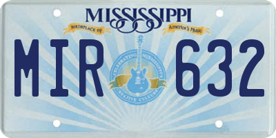 MS license plate MIR632