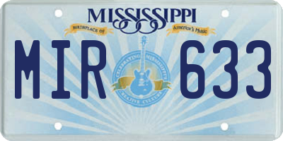 MS license plate MIR633