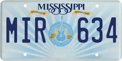 MS license plate MIR634