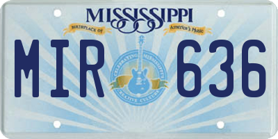 MS license plate MIR636