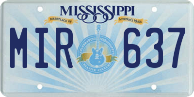 MS license plate MIR637