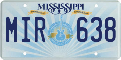 MS license plate MIR638