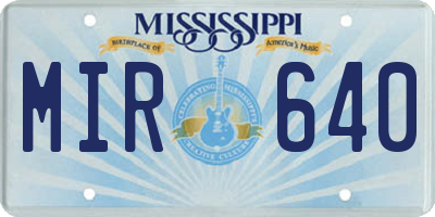 MS license plate MIR640