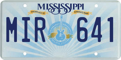 MS license plate MIR641