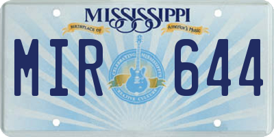 MS license plate MIR644