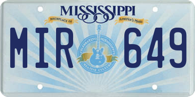 MS license plate MIR649
