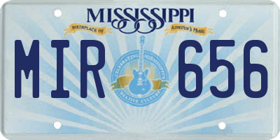 MS license plate MIR656