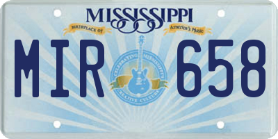 MS license plate MIR658