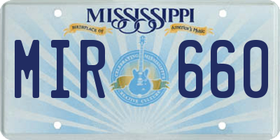 MS license plate MIR660