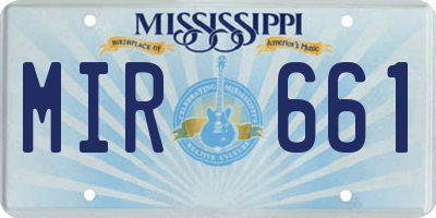 MS license plate MIR661