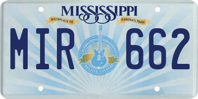 MS license plate MIR662