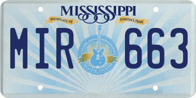 MS license plate MIR663