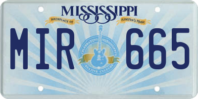 MS license plate MIR665