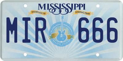 MS license plate MIR666