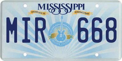 MS license plate MIR668
