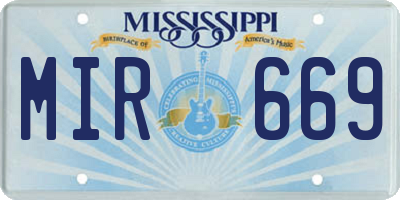 MS license plate MIR669