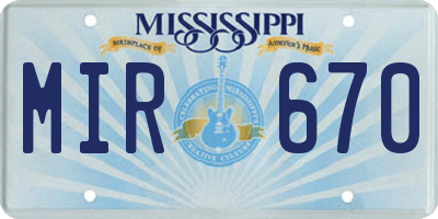 MS license plate MIR670