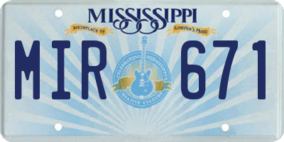 MS license plate MIR671