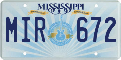 MS license plate MIR672