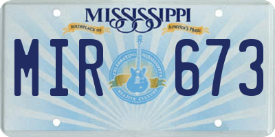 MS license plate MIR673