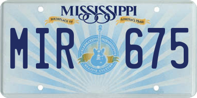 MS license plate MIR675