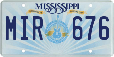 MS license plate MIR676