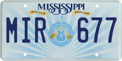 MS license plate MIR677