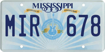 MS license plate MIR678