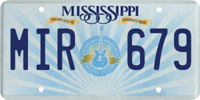 MS license plate MIR679