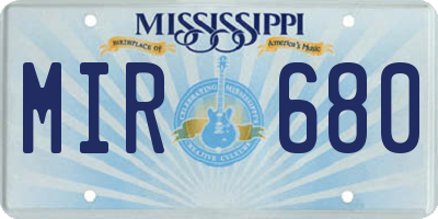 MS license plate MIR680
