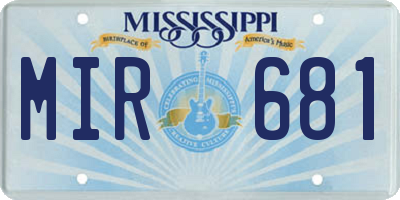 MS license plate MIR681