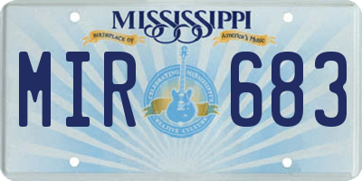 MS license plate MIR683