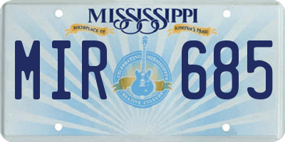 MS license plate MIR685