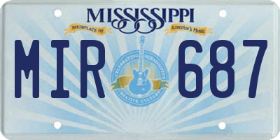 MS license plate MIR687
