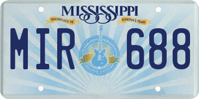 MS license plate MIR688