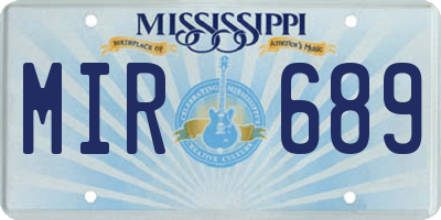 MS license plate MIR689