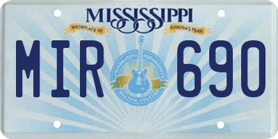 MS license plate MIR690
