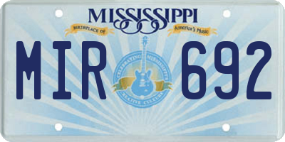 MS license plate MIR692