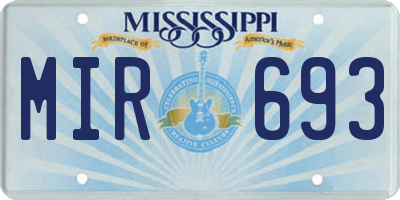 MS license plate MIR693